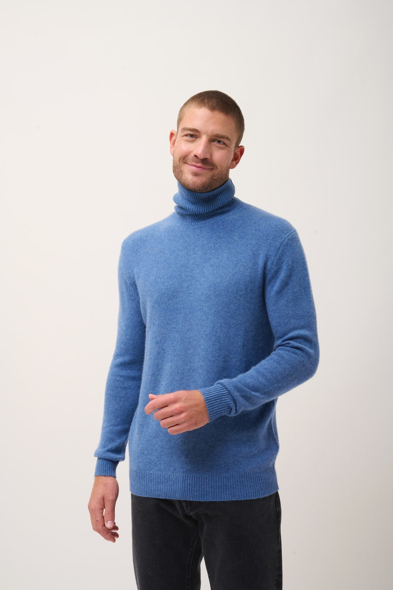 Jersey de cuello alto de 4 hilos - Sacha - Azul denim