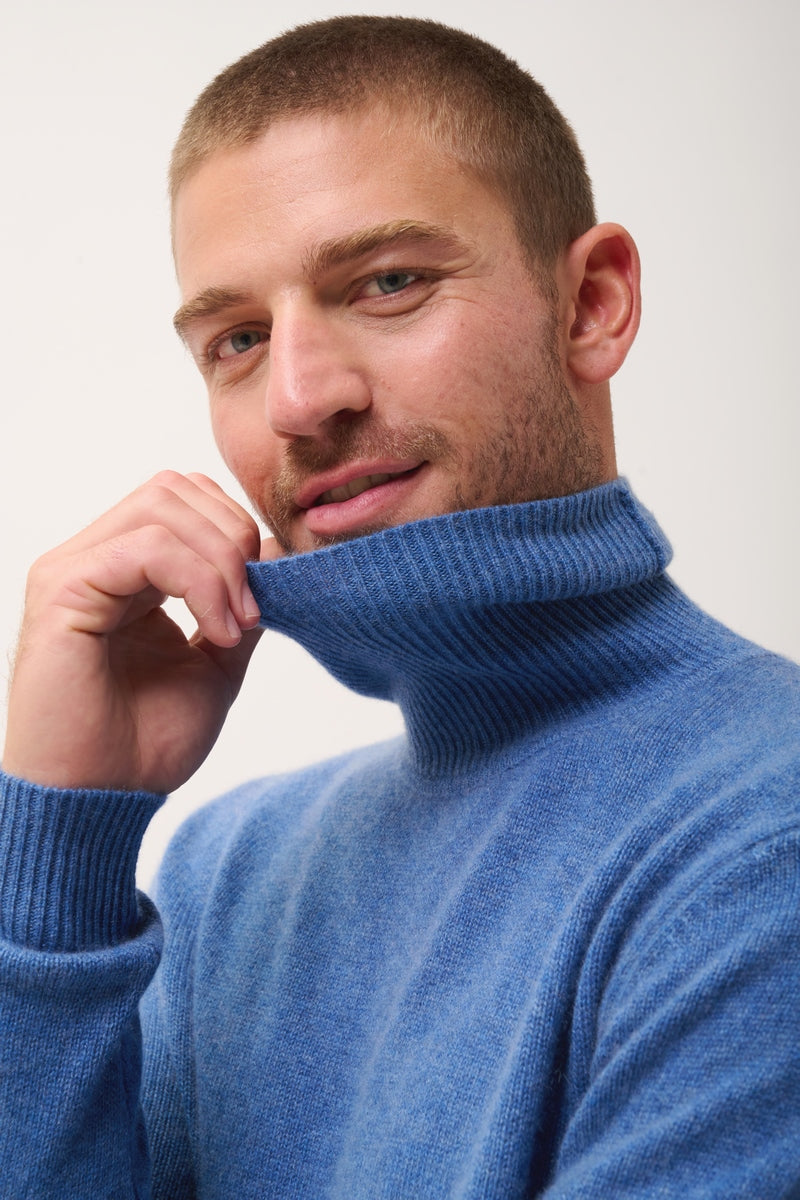 Jersey de cuello alto de 4 hilos - Sacha - Azul denim