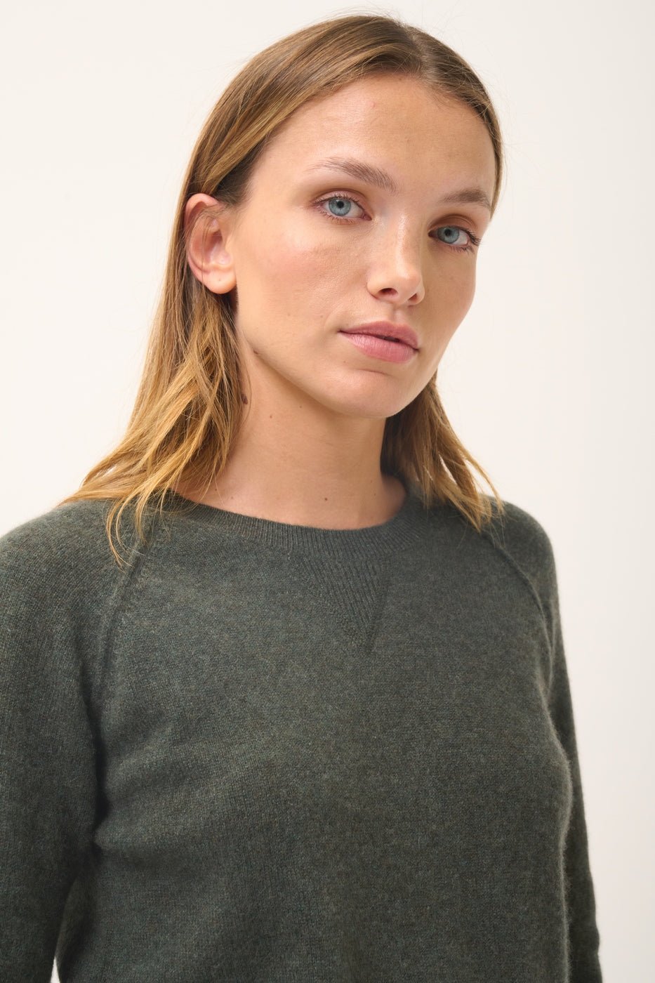 Round-Neck Jumper - Helen - Khaki Marl