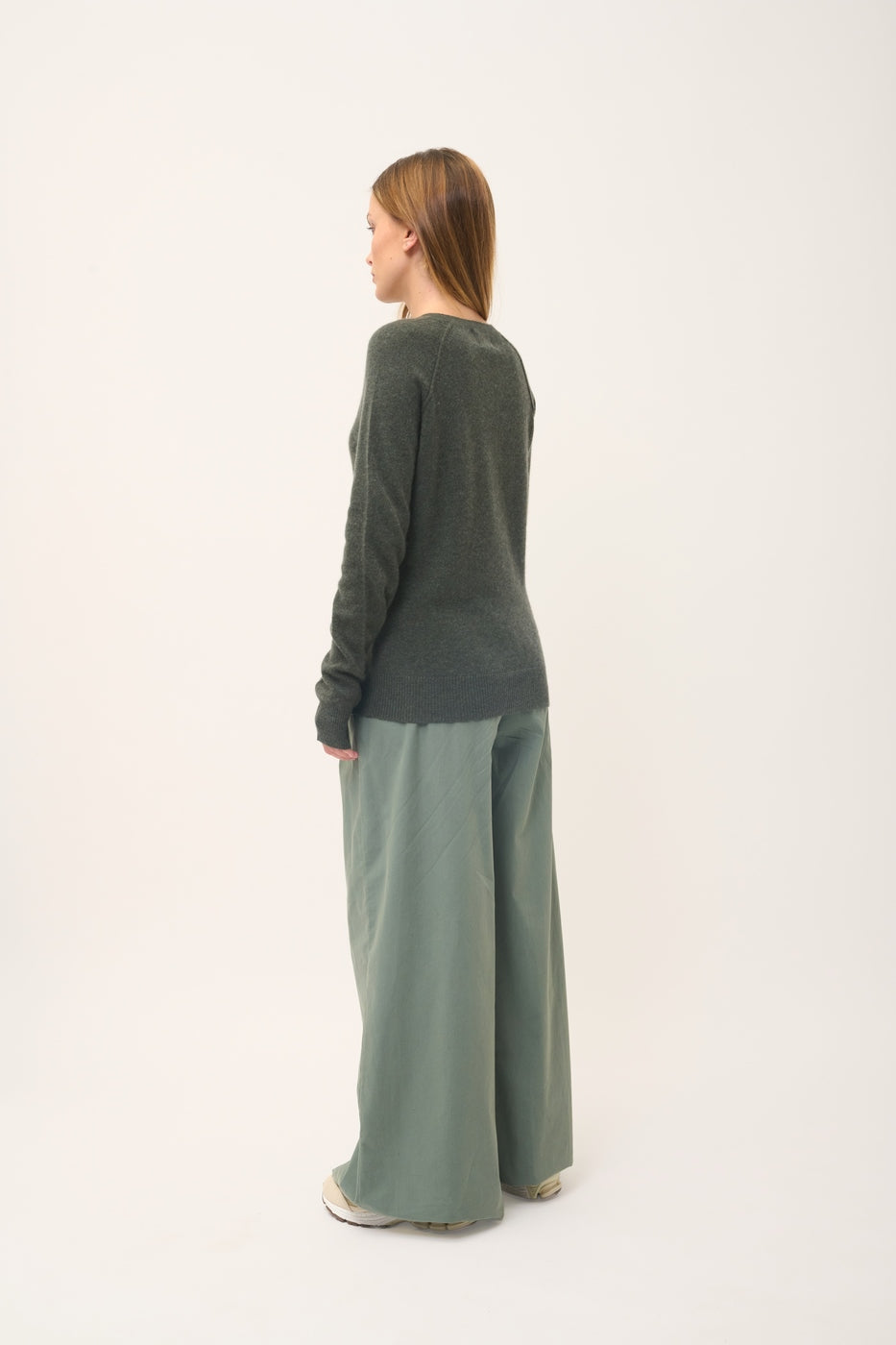 Round-Neck Jumper - Helen - Khaki Marl