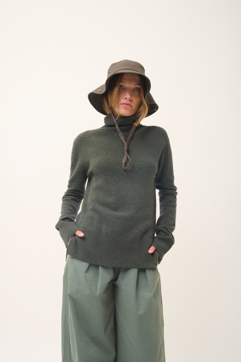 Pull Col Roulé - Lexie - Kaki Chiné