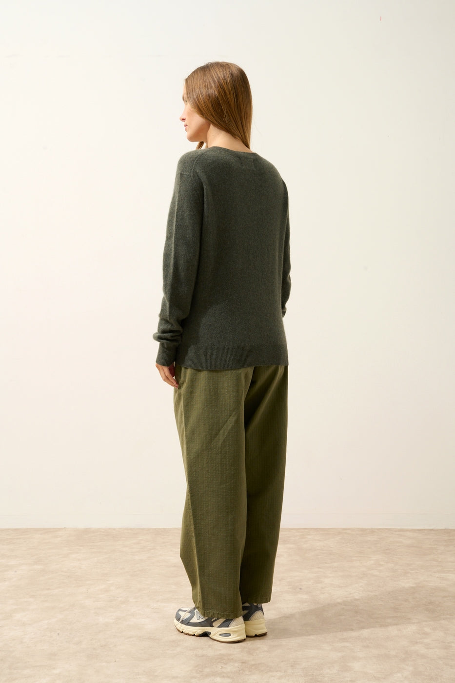 Pull Col V  - Nora - Kaki Chiné