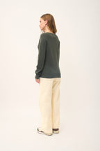 Pull Col V - Phoebe - Kaki Chiné