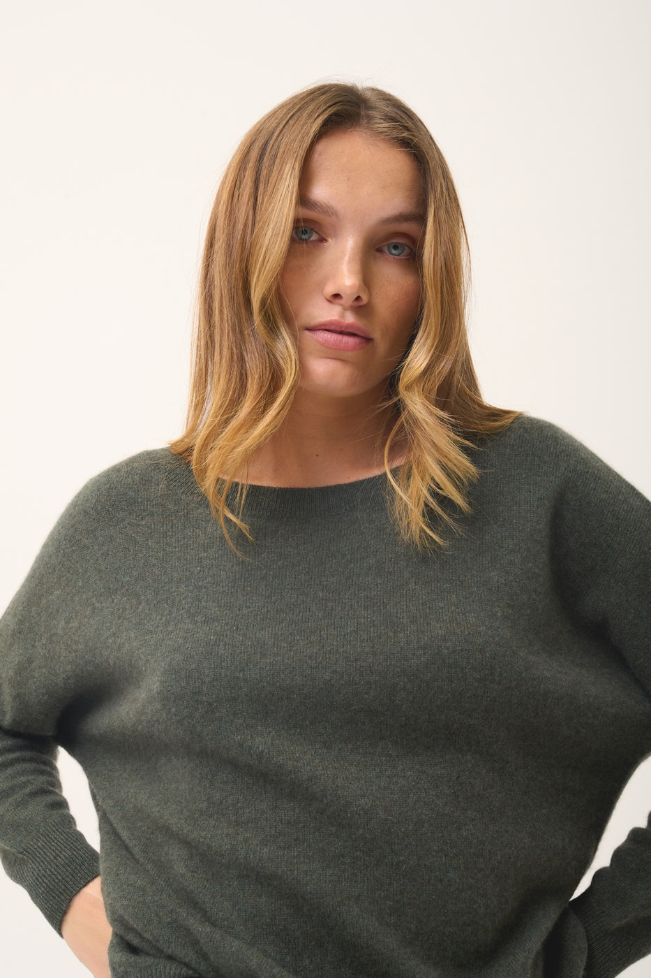 Batwing Jumper - Rebecca - Marl Khaki