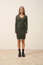 V-Neck Dress - Tracy - Heather Khaki