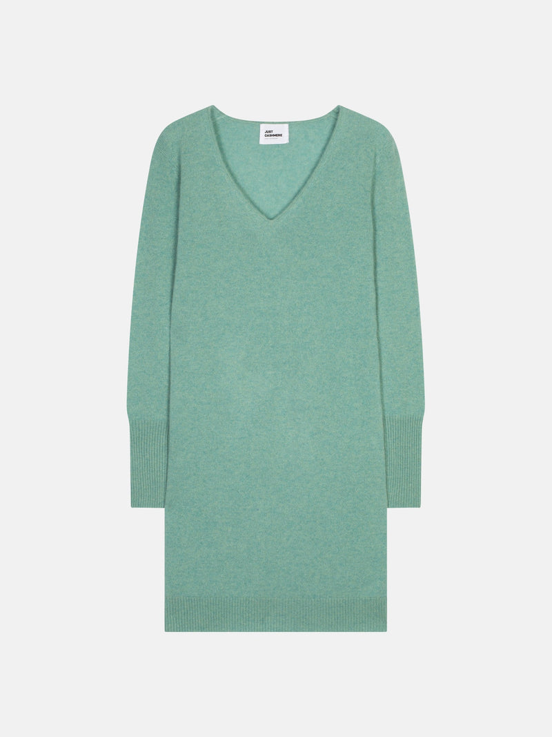 Vestido con cuello en V - Tracy - Verde jaspeado