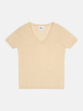 T-Shirt Col V Glamis - 100% Cachemire 2 Fils - Sable - Femme