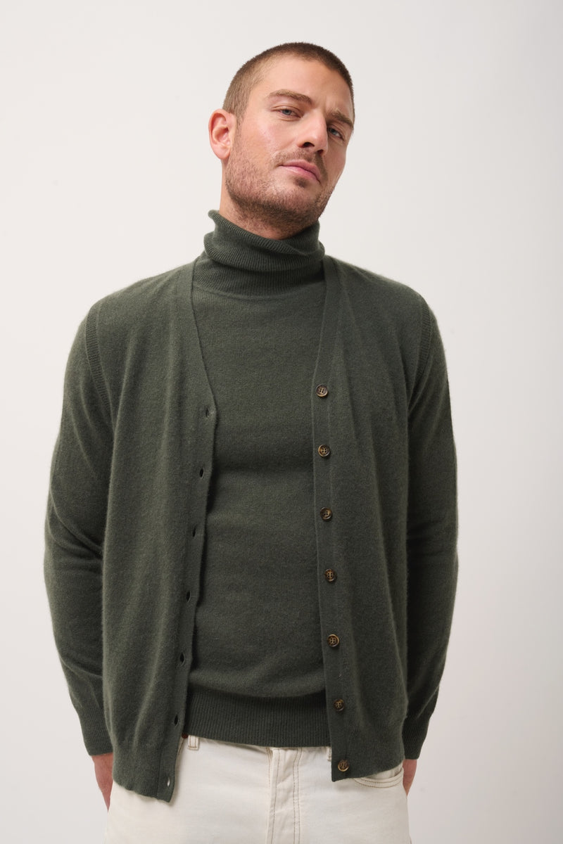 Cardigan Col V Sans Manches - Lana - Kaki