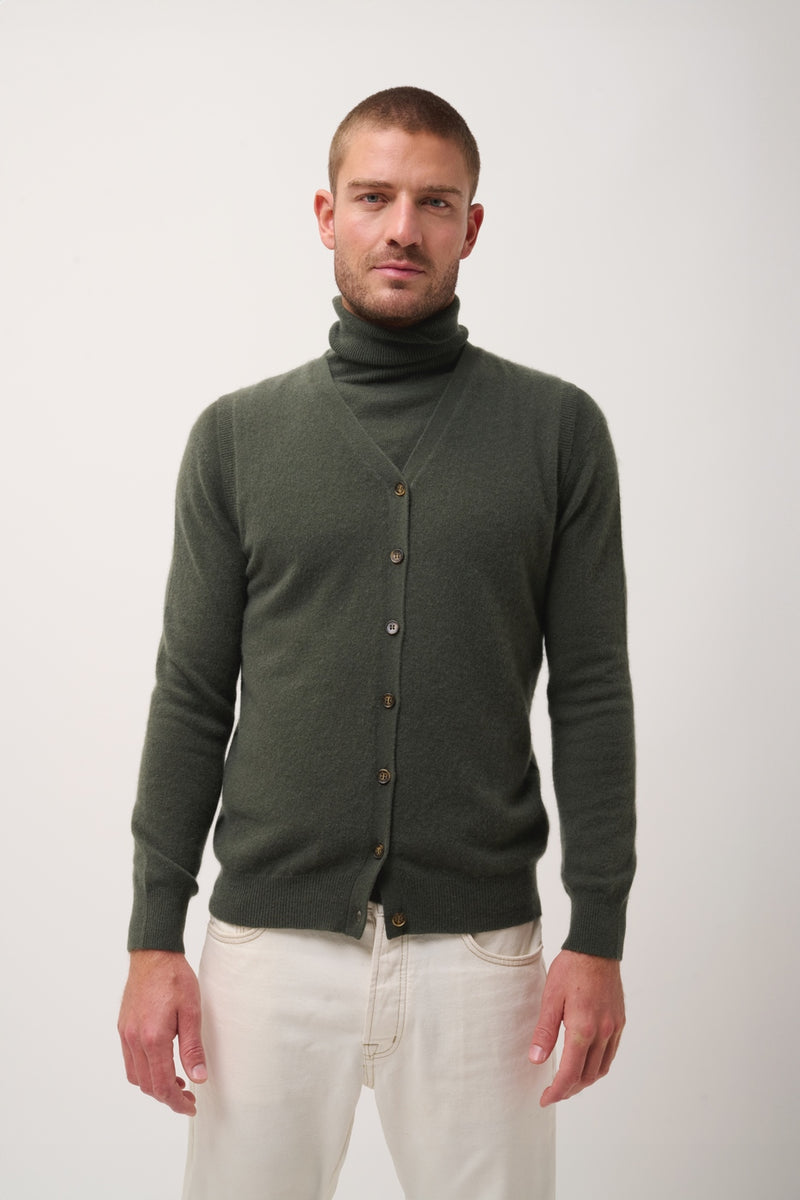 Cardigan Col V Sans Manches - Lana - Kaki