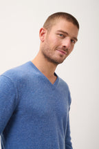 Pull Col V  - Tom - Bleu Denim