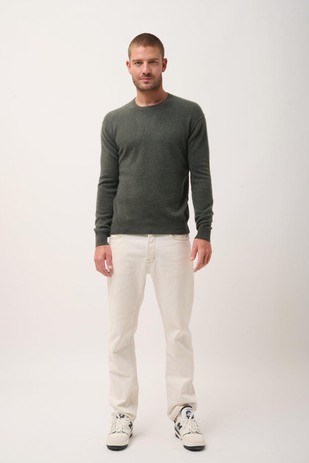 Crew-Neck Jumper - Noe - Mottled Khaki