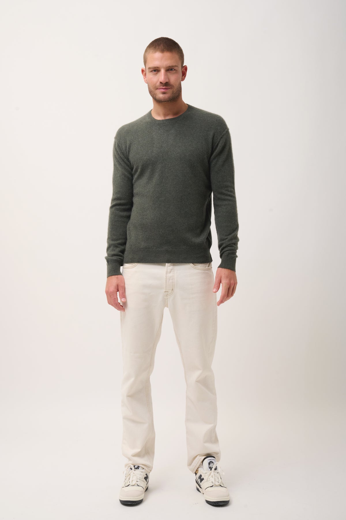 Crew-Neck Jumper - Noe - Mottled Khaki