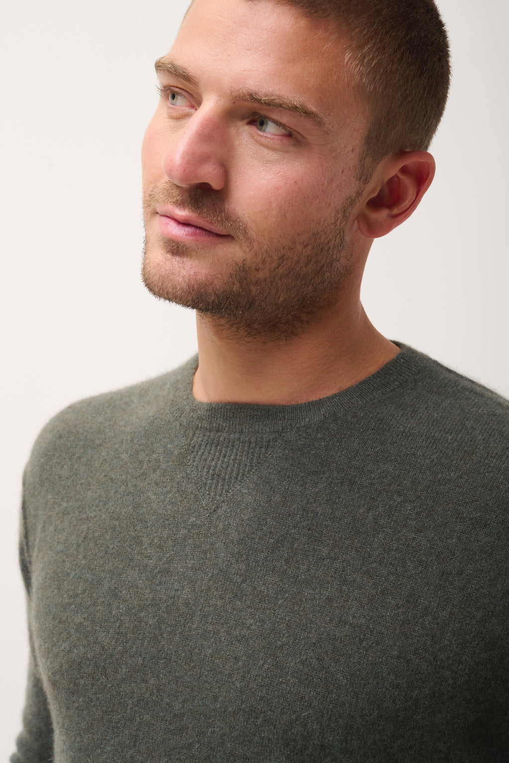 Crew-Neck Jumper - Noe - Mottled Khaki