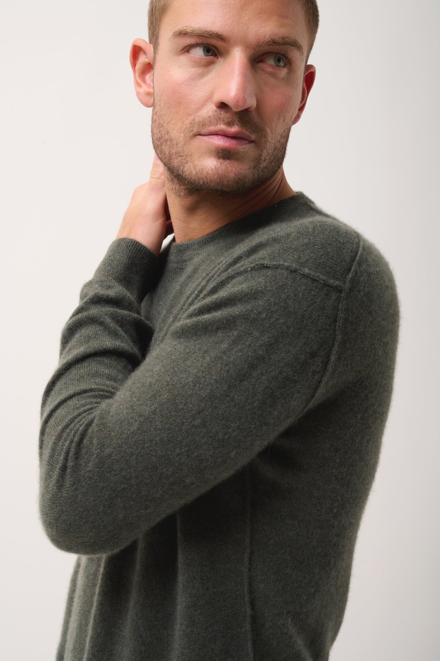 Crew-Neck Jumper - Noe - Mottled Khaki