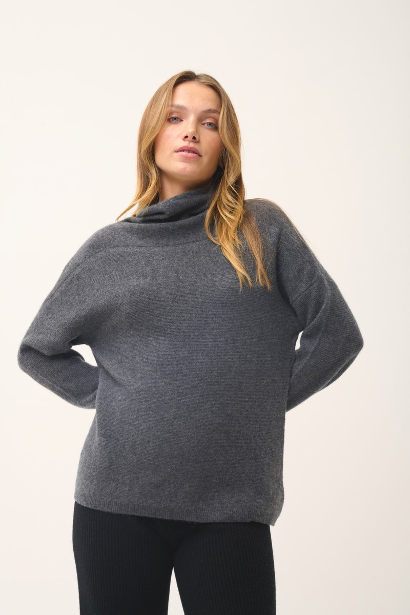 Pull Col Roulé Blantyre - 100% Cachemire 2 Fils - Anthracite Chiné - Femme