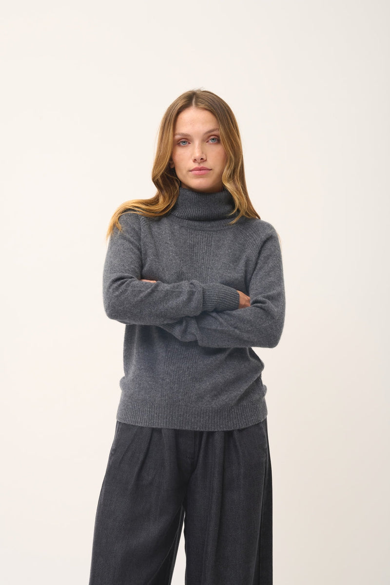 Suéter de cuello alto - Lilly - Charcoal Heather