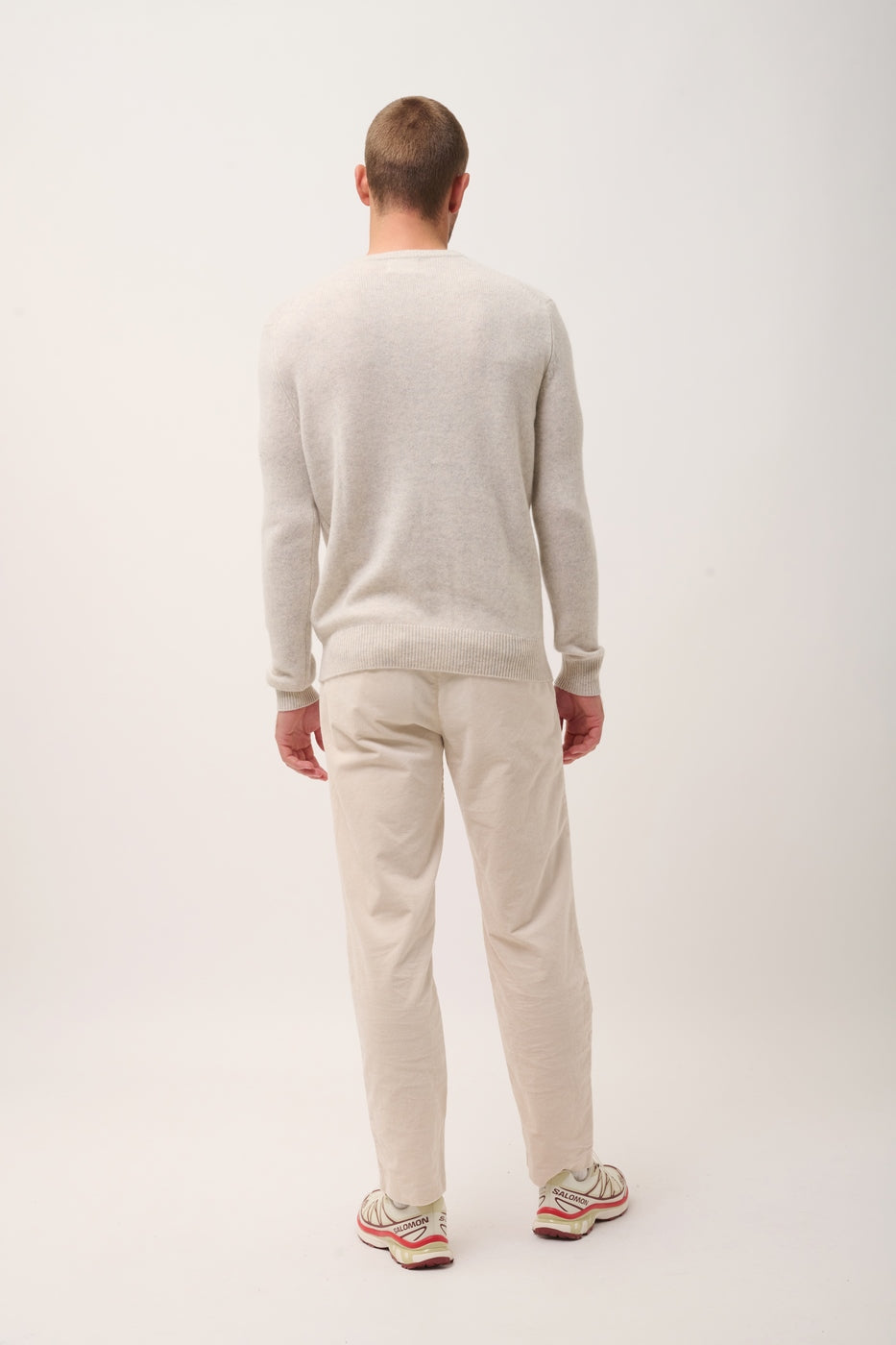 4-Ply V-Neck Jumper - Nathan - Pearl Grey Marl