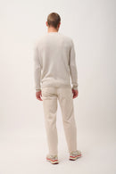 Jersey 4 Hilos Cuello Pico - Nathan - Gris Perla Jaspeado