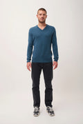 V-Neck 4-Ply Jumper-Nathan -100% Cashmere, 4 Ply-Teal Marl-Men