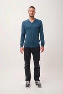 Pull Col V 4 Fils-Nathan -100% Cachemire, 4 Fils-Vert Canard Chiné-Homme
