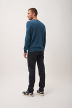 V-Neck 4-Ply Jumper-Nathan -100% Cashmere, 4 Ply-Teal Marl-Men