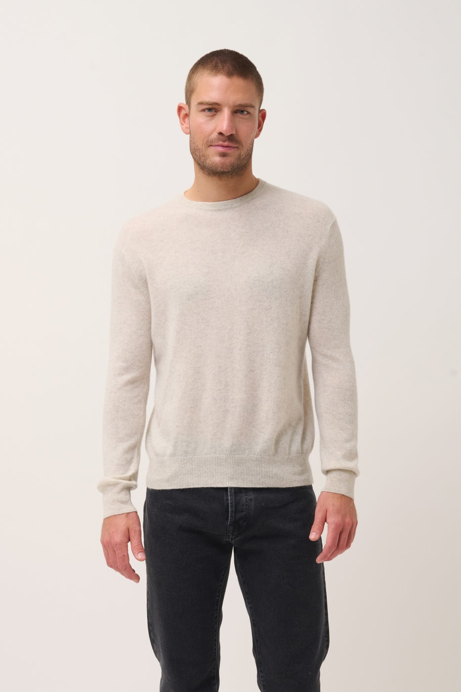 Crew Neck Sweater - Howard - Mottled Pearl Grey