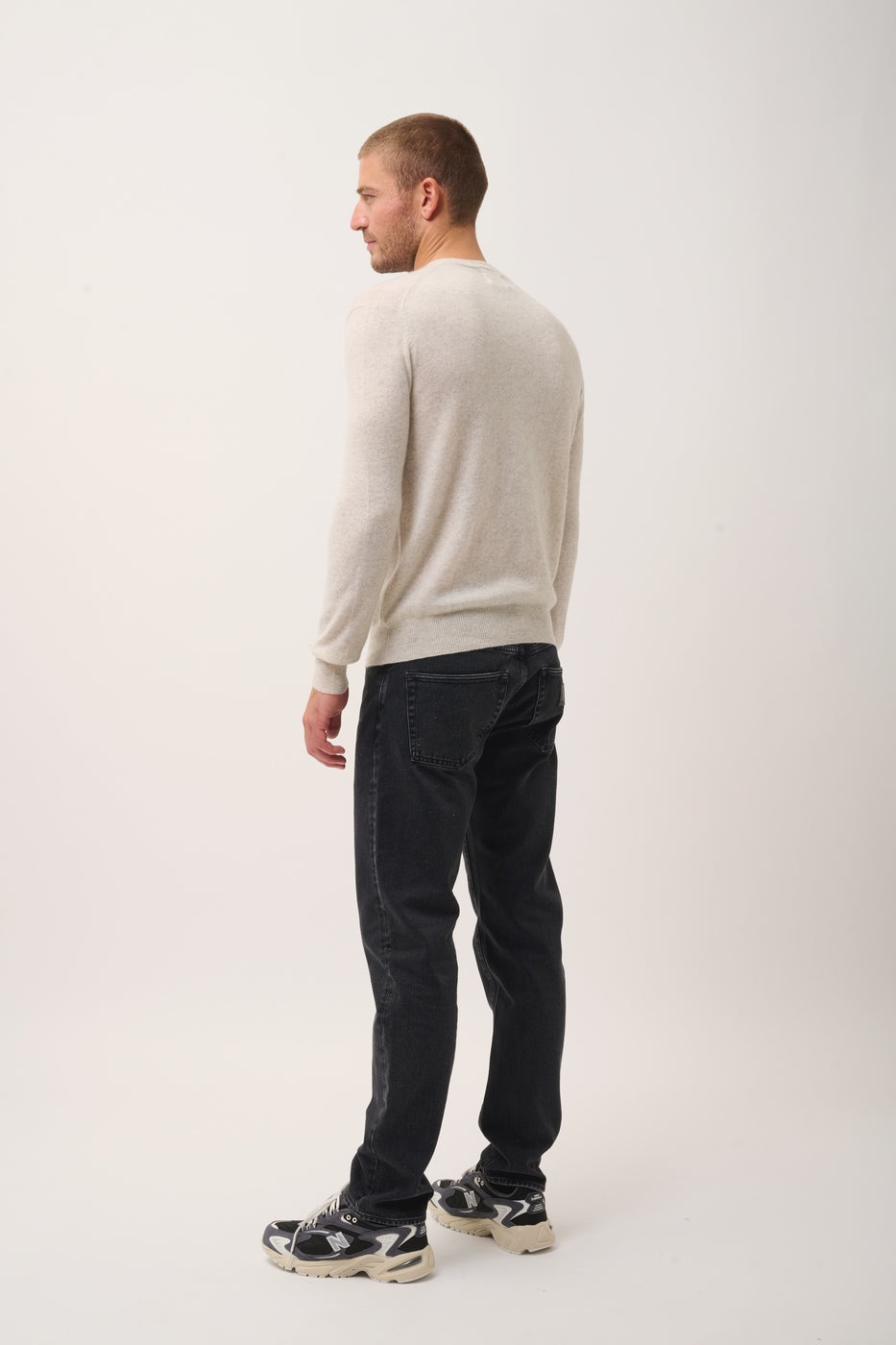 Crew Neck Sweater - Howard - Mottled Pearl Grey
