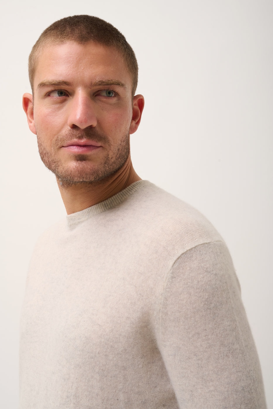 Crew Neck Sweater - Howard - Mottled Pearl Grey