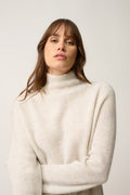 High Neck Jumper-Alyssa-100% Cashmere, 2 Ply-Pearl Grey Marl-Women