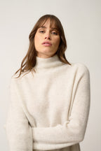 High Neck Jumper-Alyssa-100% Cashmere, 2 Ply-Pearl Grey Marl-Women