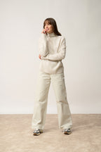 High Neck Jumper-Alyssa-100% Cashmere, 2 Ply-Pearl Grey Marl-Women