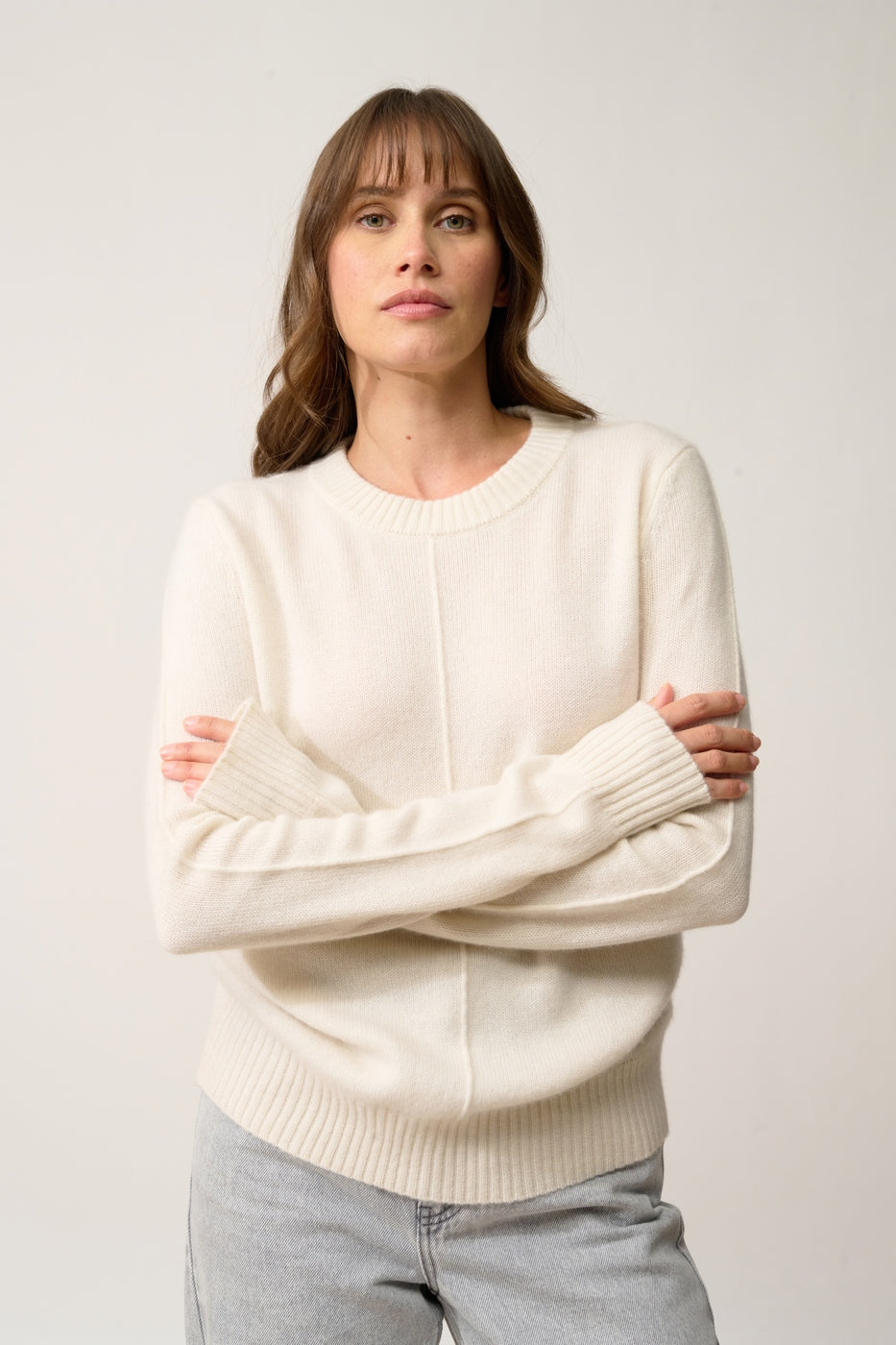 4-Ply Crew Neck Sweater - Emma - Snow