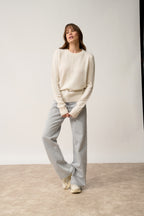 4-Ply Crew Neck Sweater - Emma - Snow
