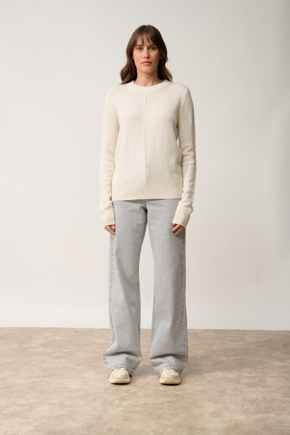 4-Ply Crew Neck Sweater - Emma - Snow