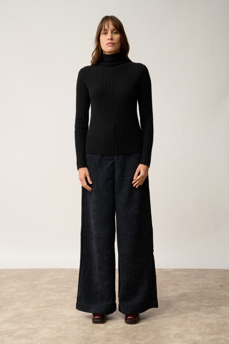 Pull Col Montant 4 Fils-Sunneva-100% Cachemire, 4 Fils-Noir-Femme