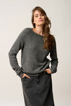 4-Ply Crew Neck Sweater - Arequipa - Black/White