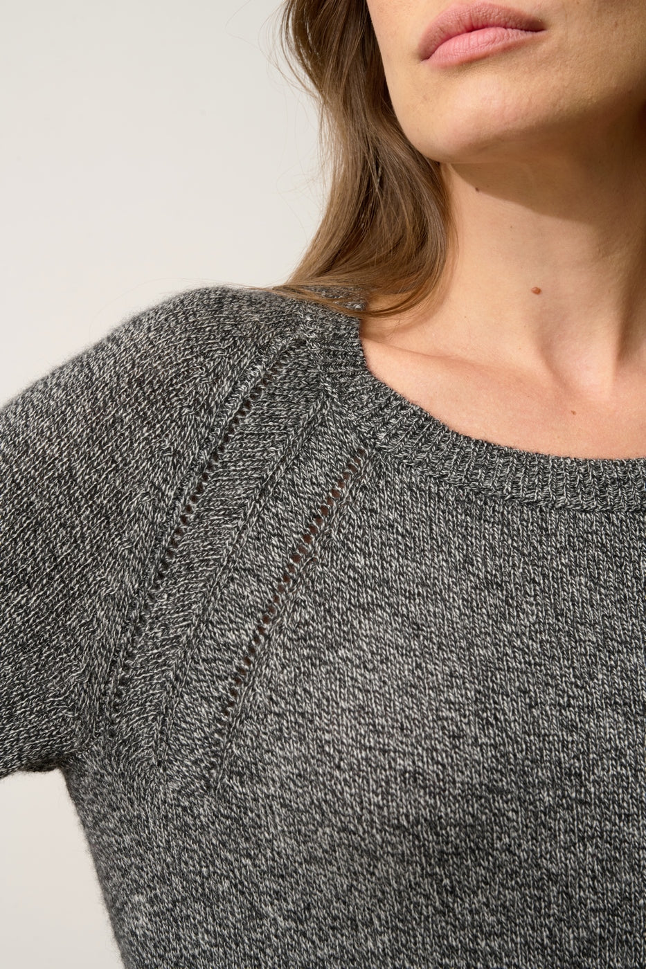 4-Ply Crew Neck Sweater - Arequipa - Black/White