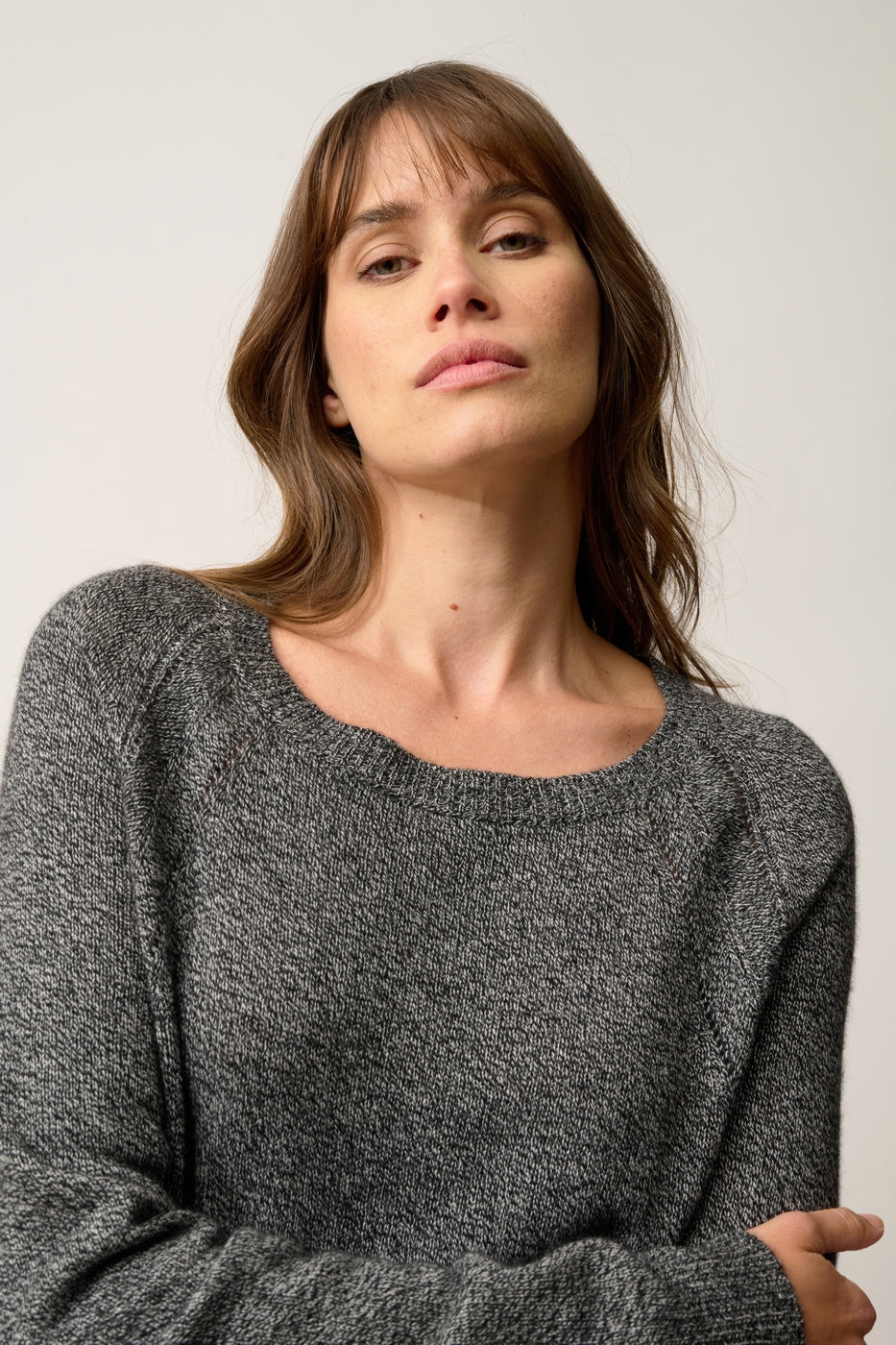 4-Ply Crew Neck Sweater - Arequipa - Black/White
