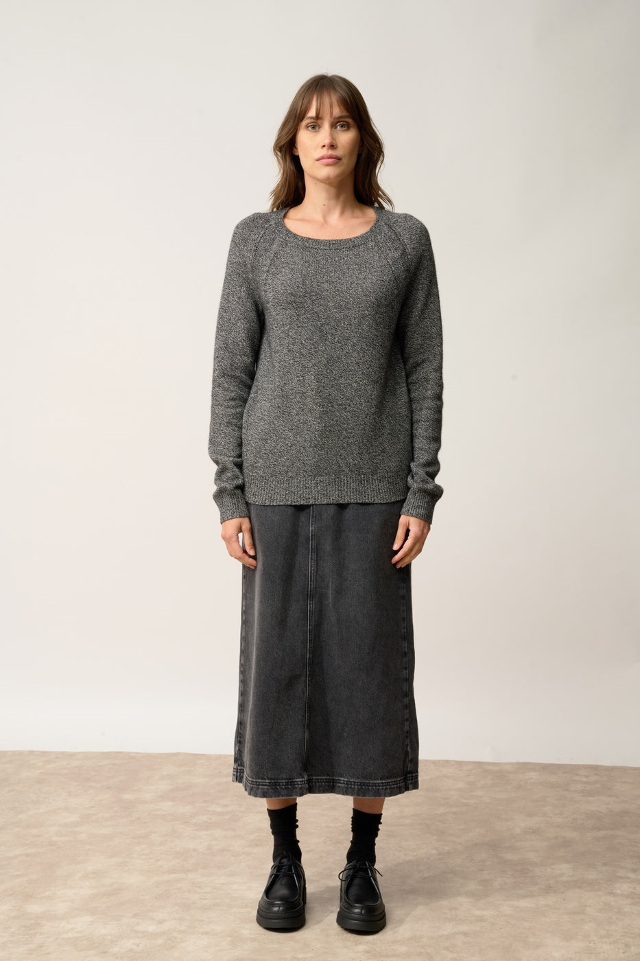 4-Ply Crew Neck Sweater - Arequipa - Black/White