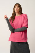 T-Shirt Col Rond 4 Fils - Carla - Fraise