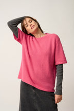 T-Shirt Col Rond 4 Fils - Carla - Fraise