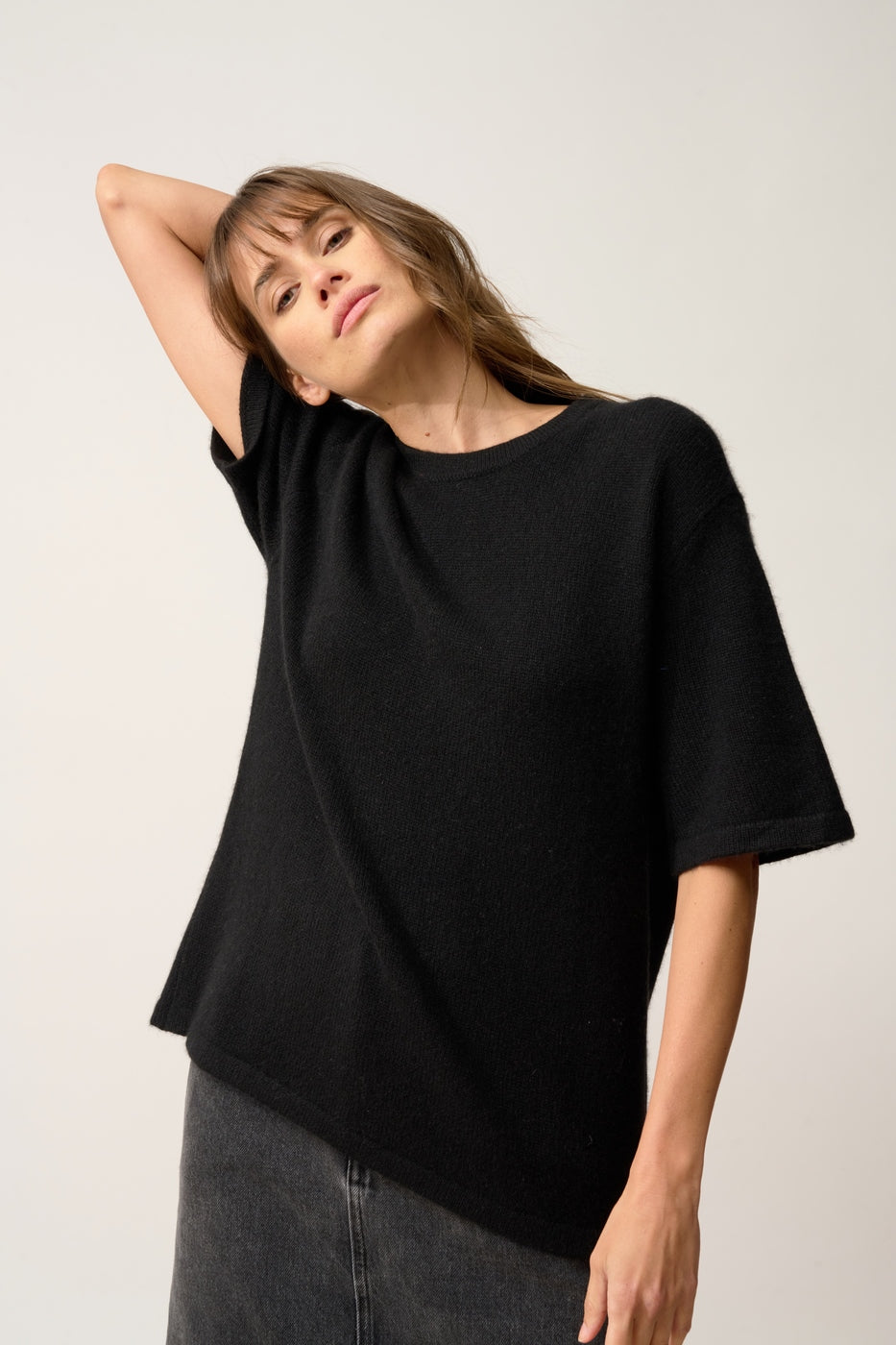Round Neck 4-Ply T-Shirt - Carla - Black