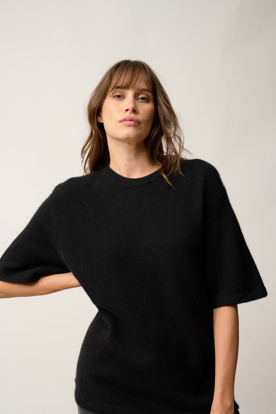 Round Neck 4-Ply T-Shirt - Carla - Black