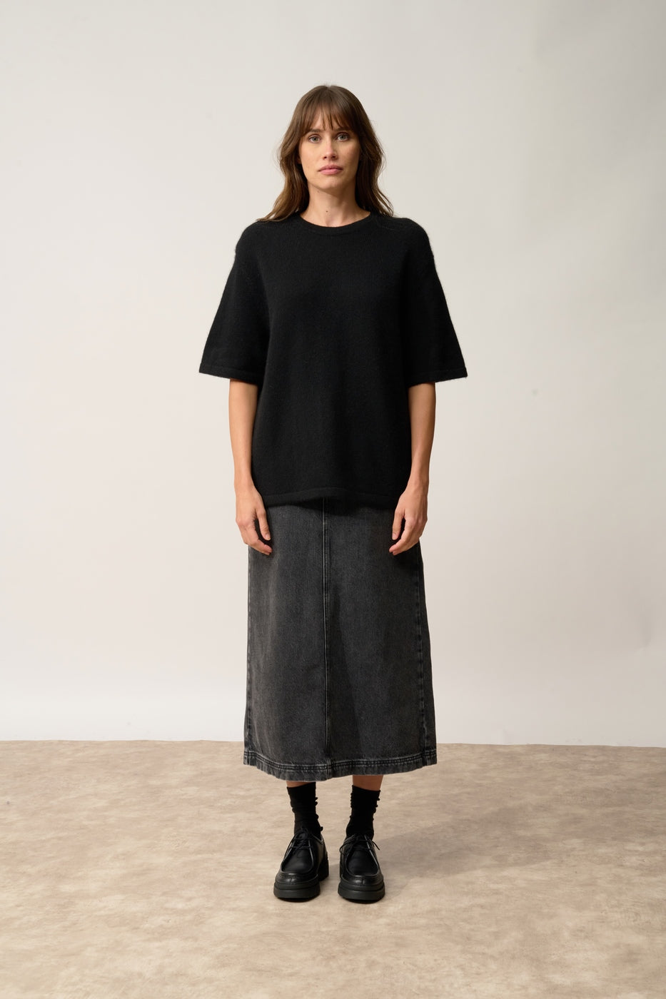 Round Neck 4-Ply T-Shirt - Carla - Black