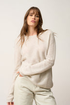 Pull Col Bateau-Nethy-100% Cachemire, 2 Fils-Gris Perle Chiné-Femme