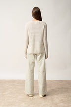 Pull Col Bateau-Nethy-100% Cachemire, 2 Fils-Gris Perle Chiné-Femme