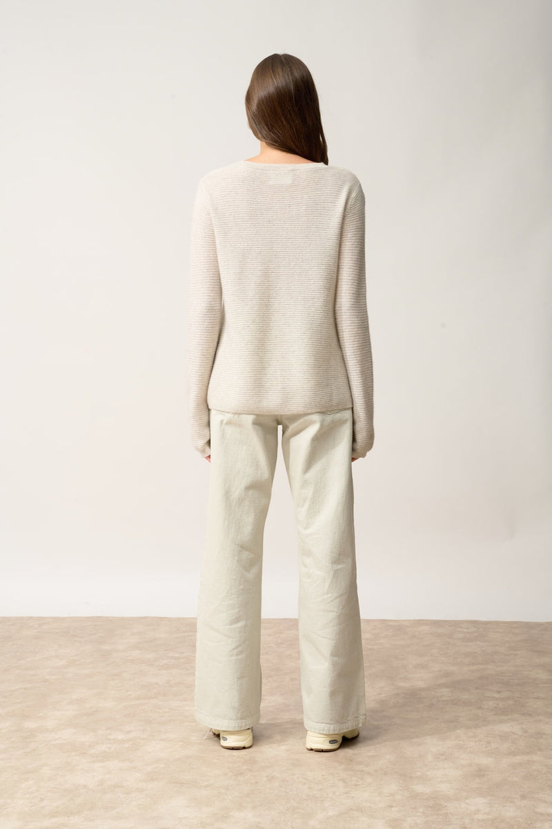 Pull Col Bateau-Nethy-100% Cachemire, 2 Fils-Gris Perle Chiné-Femme