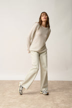 Pull Col Bateau-Nethy-100% Cachemire, 2 Fils-Gris Perle Chiné-Femme