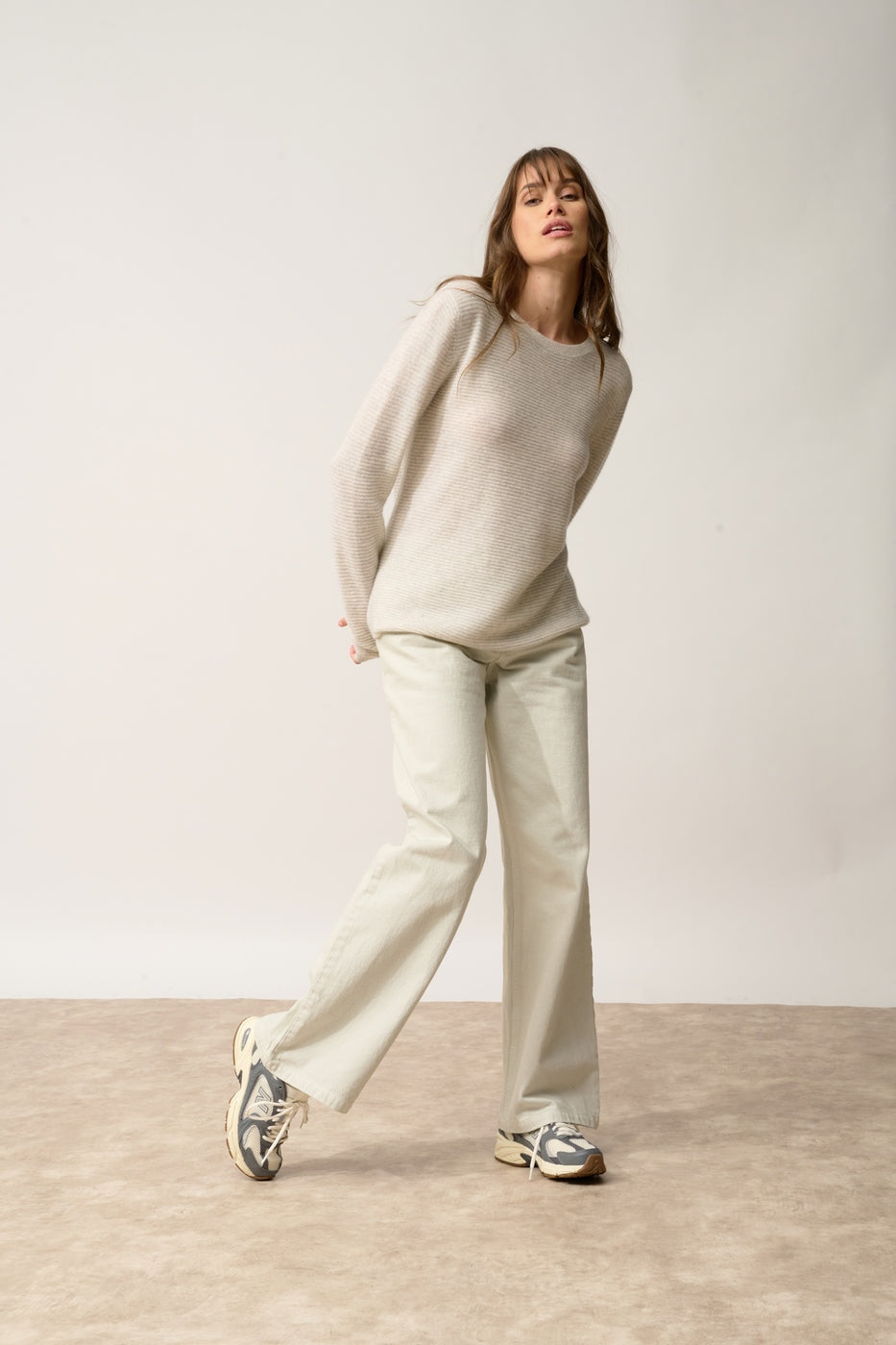 Pull Col Bateau-Nethy-100% Cachemire, 2 Fils-Gris Perle Chiné-Femme