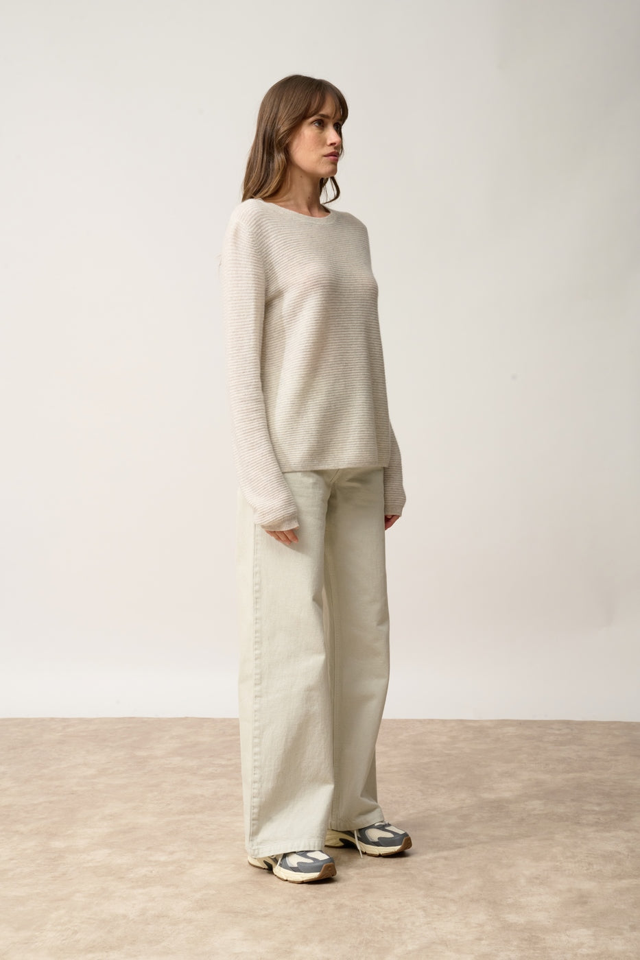 Pull Col Bateau-Nethy-100% Cachemire, 2 Fils-Gris Perle Chiné-Femme